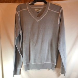 Haband Mens Gray/white V-neck long sleeve sweater S
